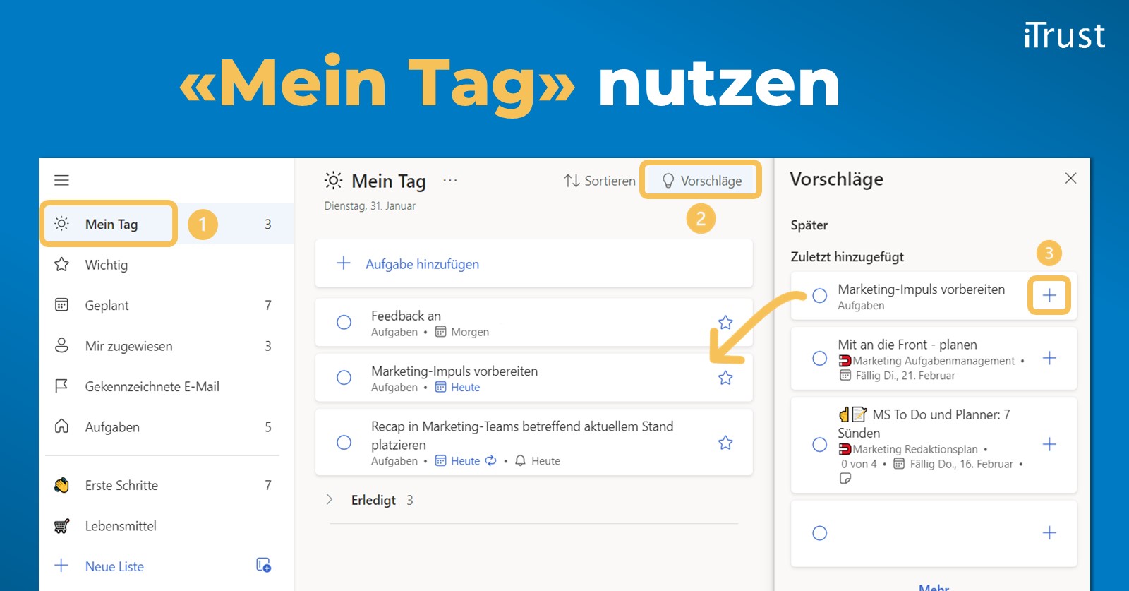 7 Sünden beim Task-Management - «Mein Tag» nutzen