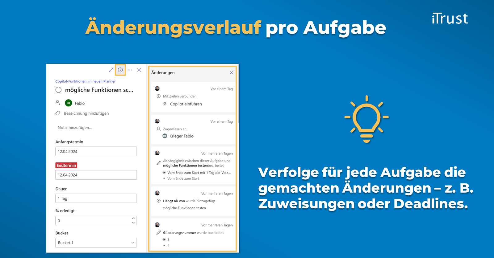 Der neue Microsoft Planner - Änderungsverlauf Aufgabe