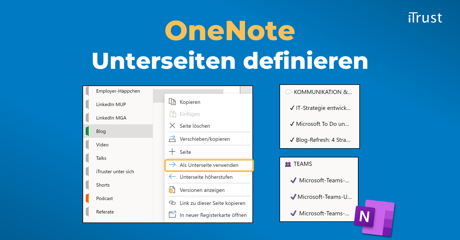 OneNote: Unterseiten definieren