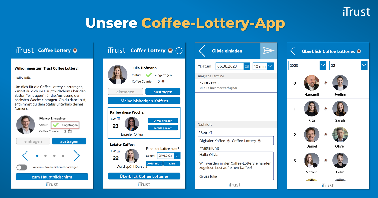 Einblick in unsere Coffee-Lottery-App Einblick in unsere Coffee-Lottery-App