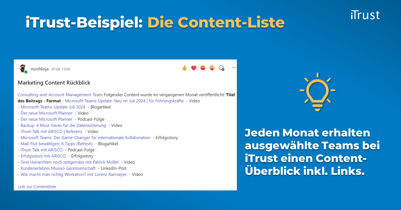 iTrust Beispiel Content Liste