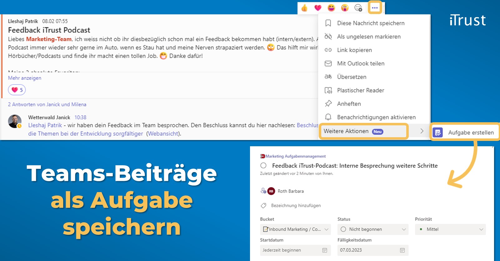 Teams-Beiträge als Aufgaben abspeichern Teams-Beiträge als Aufgaben abspeichern