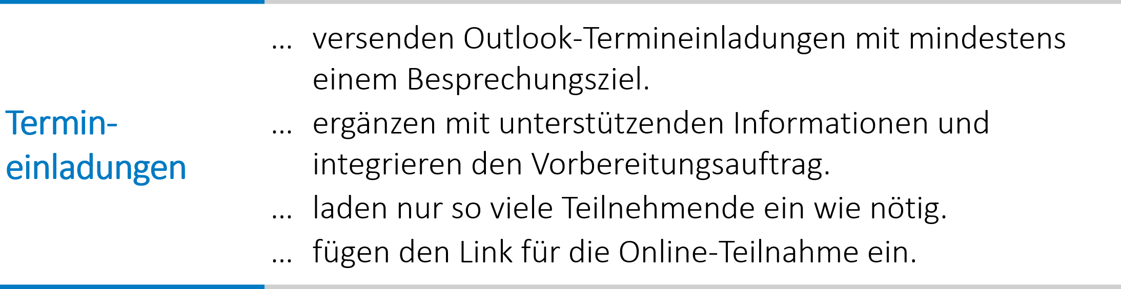 Moderne Zusammenarbeit: Ausschnitt aus dem digitalen Verhaltenscodex: Termineinladungen