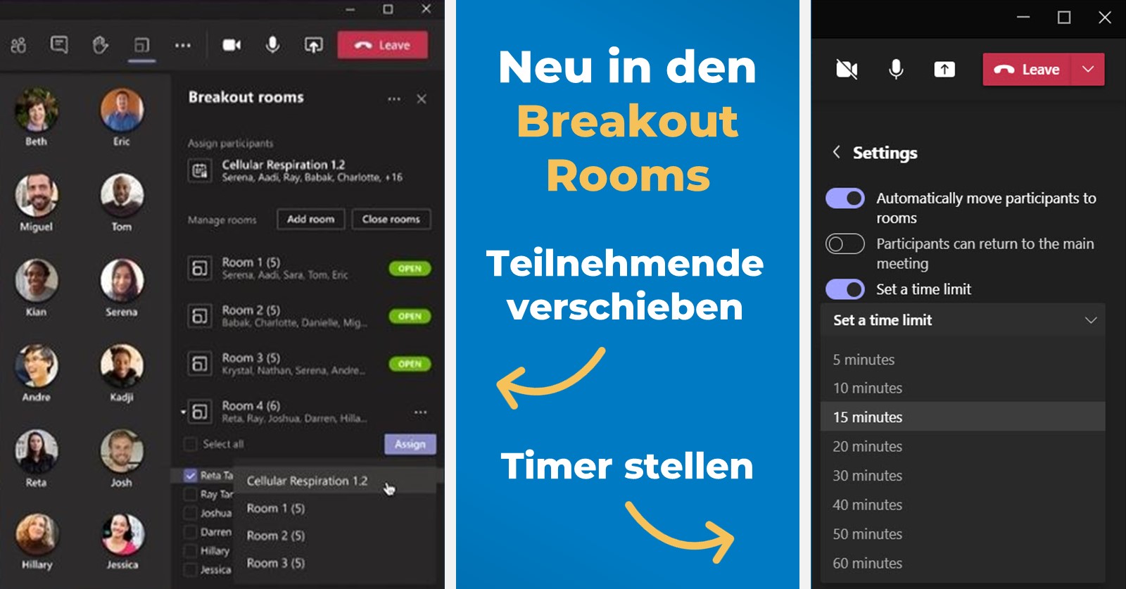 MS Teams Update April 2020 - Grafik - Neue Funktionen innerhalb der Breakout Rooms MS Teams Update April 2020 - Grafik - Neue Funktionen innerhalb der Breakout Rooms