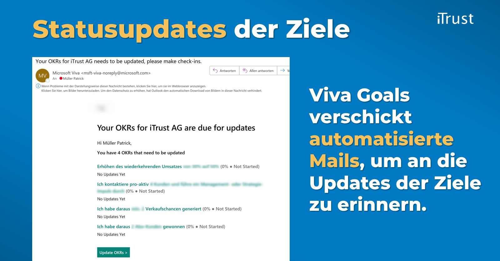 Viva Goals: Automatisierte Mail-Erinnerung an Statusupdates